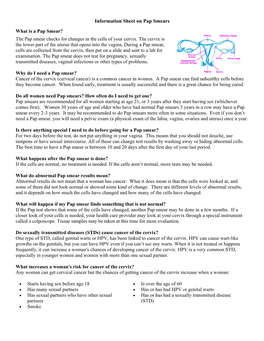 Pap Smear Information Sheet