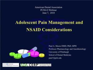 Adolescent Pain Management and NSAID Considerations