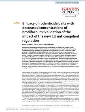 Efficacy of Rodenticide Baits with Decreased Concentrations