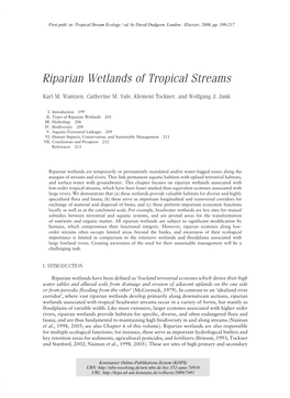 Riparian Wetlands of Tropical Streams