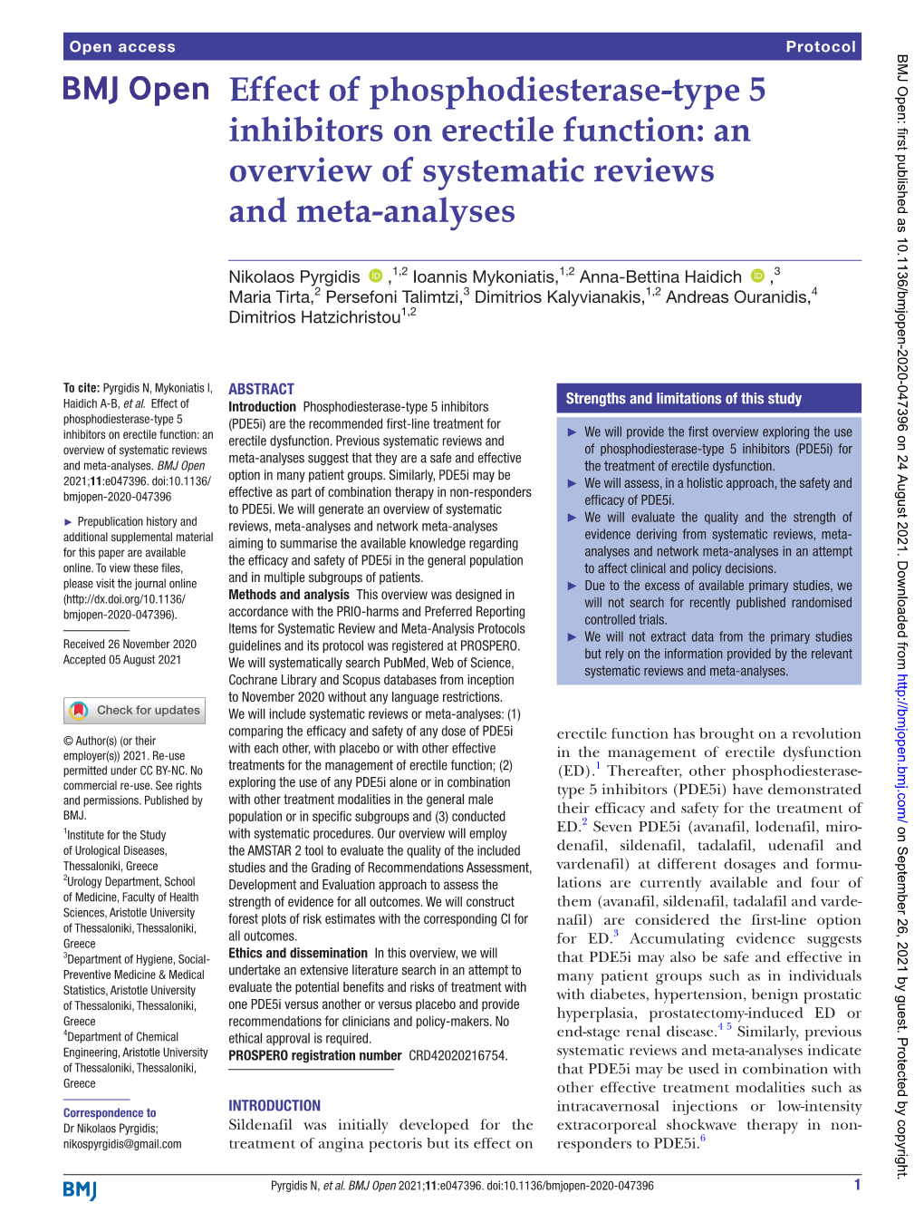 Effect of Phosphodiesterase- Type 5 Inhibitors on Erectile Function: an Overview of Systematic Reviews and Meta- Analyses