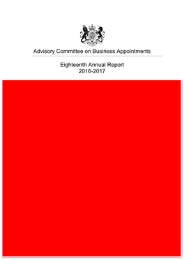 Advisory Committee on Business Appointments Eighteenth Annual Report 2016-2017