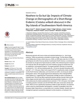 Crotalus Willardi Obscurus) in the Sky-Islands of Southwestern North America