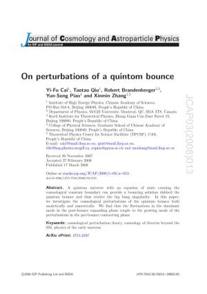 On Perturbations of a Quintom Bounce J JCAP03(2008)013 ] 2 1 6 2 4 ]