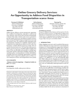 Online Grocery Delivery Services: an Opportunity to Address Food Disparities in Transportation-Scarce Areas