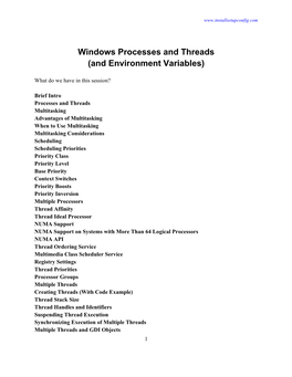 Windows Processes and Threads (And Environment Variables)
