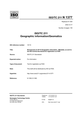ISO/TC 211 Geographic Information/Geomatics