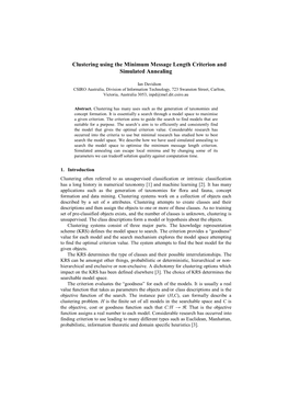 Clustering Using the Minimum Message Length Criterion and Simulated Annealing