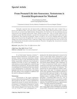 From Prenatal Life Into Senescence, Testosterone Is Essential Requirement for Manhood