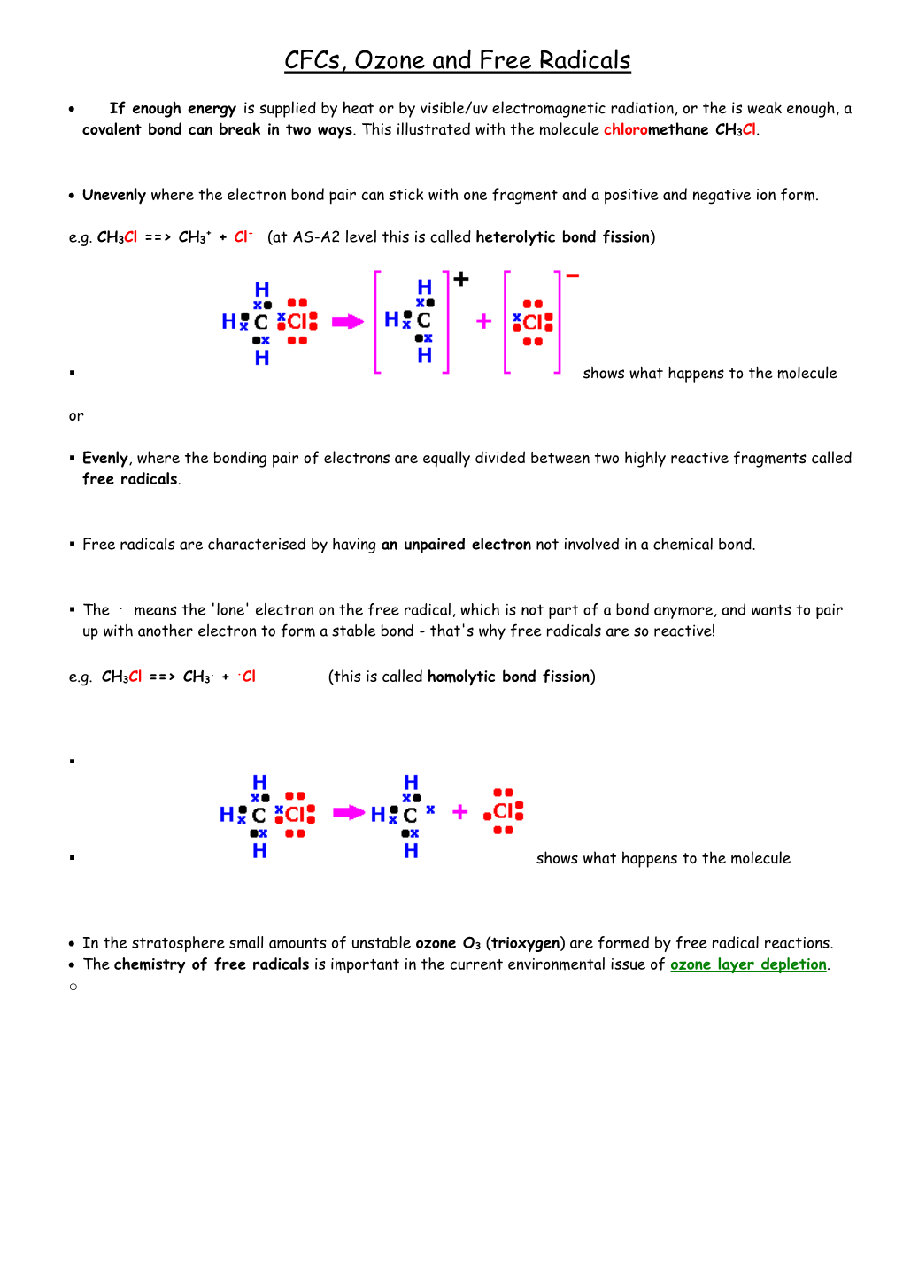 Cfcs, Ozone and Free Radicals