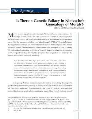 Is There a Genetic Fallacy in Nietzsche's Genealogy of Morals?*