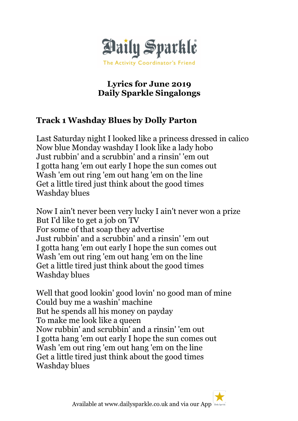 Lyrics June 2019