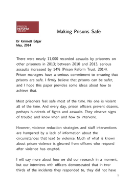 Making Prisons Safe