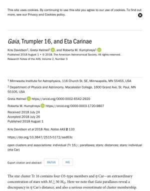 Gaia, Trumpler 16, and Eta Carinae