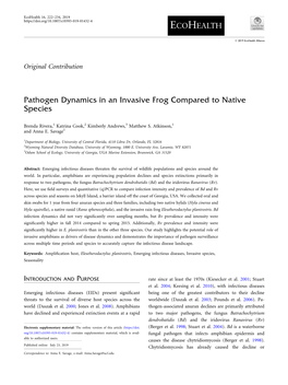 Pathogen Dynamics in an Invasive Frog Compared to Native Species