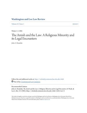 The Amish and the Law: a Religious Minority and Its Legal Encounters John A