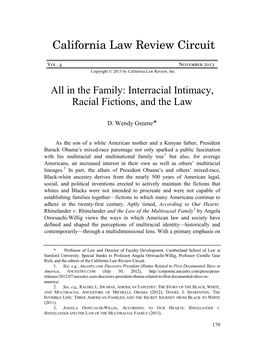 All in the Family: Interracial Intimacy, Racial Fictions, and the Law