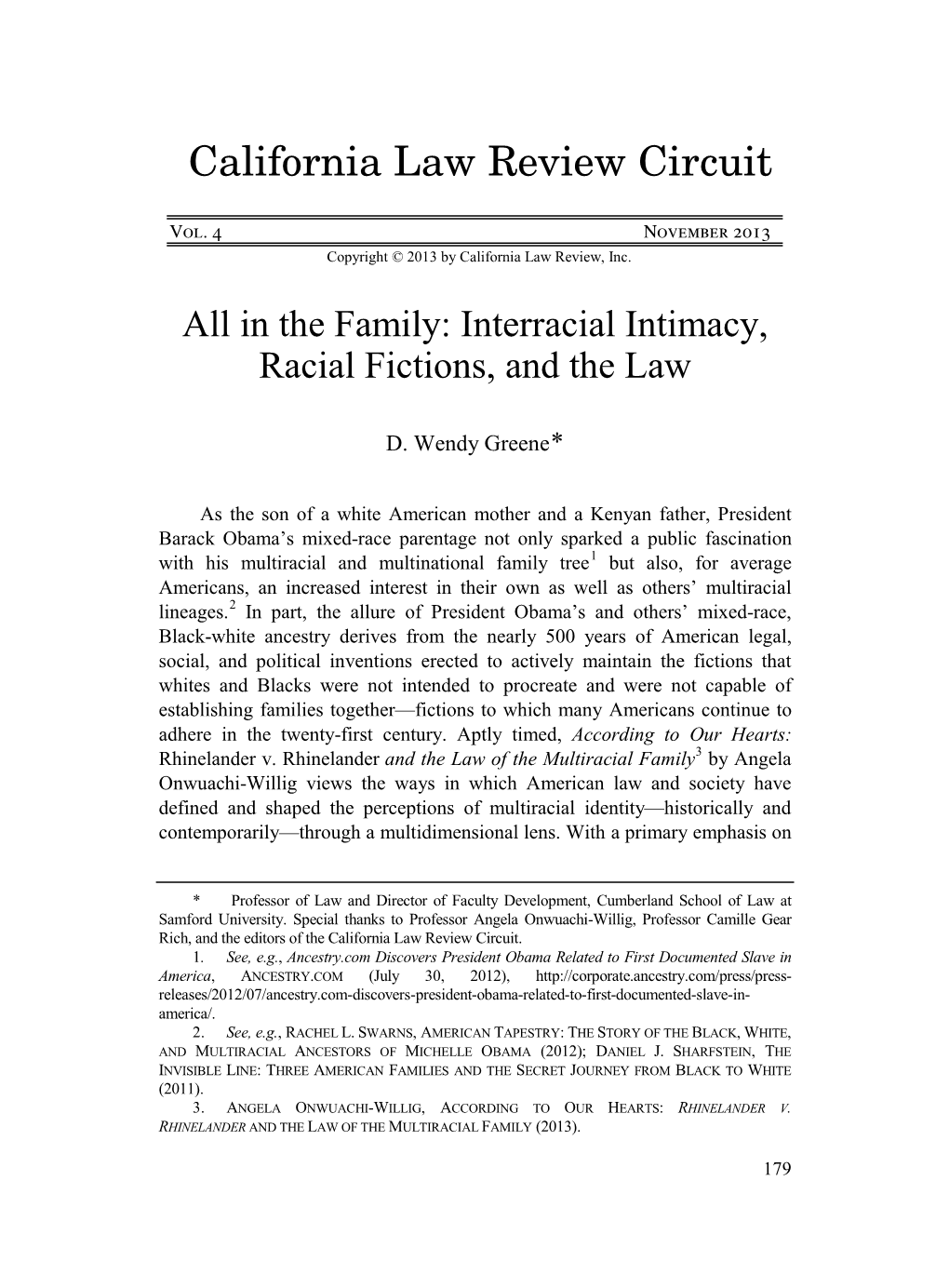 All in the Family: Interracial Intimacy, Racial Fictions, and the Law