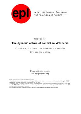 The Dynamic Nature of Conflict in Wikipedia