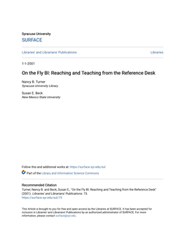 On the Fly BI: Reaching and Teaching from the Reference Desk