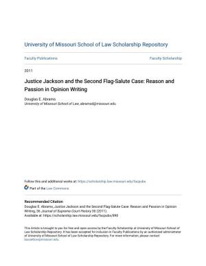Justice Jackson and the Second Flag-Salute Case: Reason and Passion in Opinion Writing