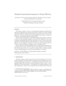 Ranking Programming Languages by Energy Efficiency