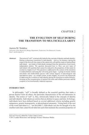 On the EVOLUTION of SELF DURING the TRANSITION to MULTICELLULARITY 27