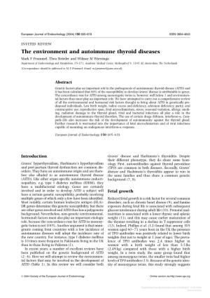 The Environment and Autoimmune Thyroid Diseases