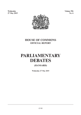 House of Commons Official Report Parliamentary