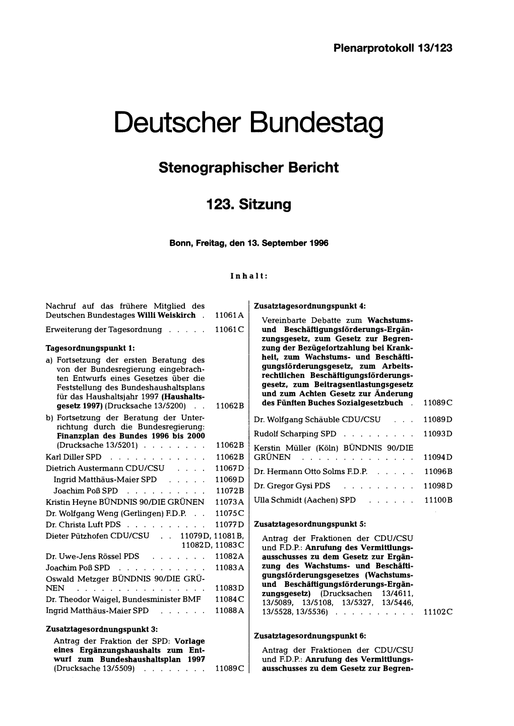 Stenographischer Bericht 123. Sitzung