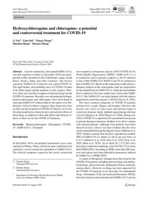 Hydroxychloroquine and Chloroquine: a Potential and Controversial Treatment for COVID‑19