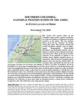 Southern Colombia: Eastern & Western Slopes of the Andes