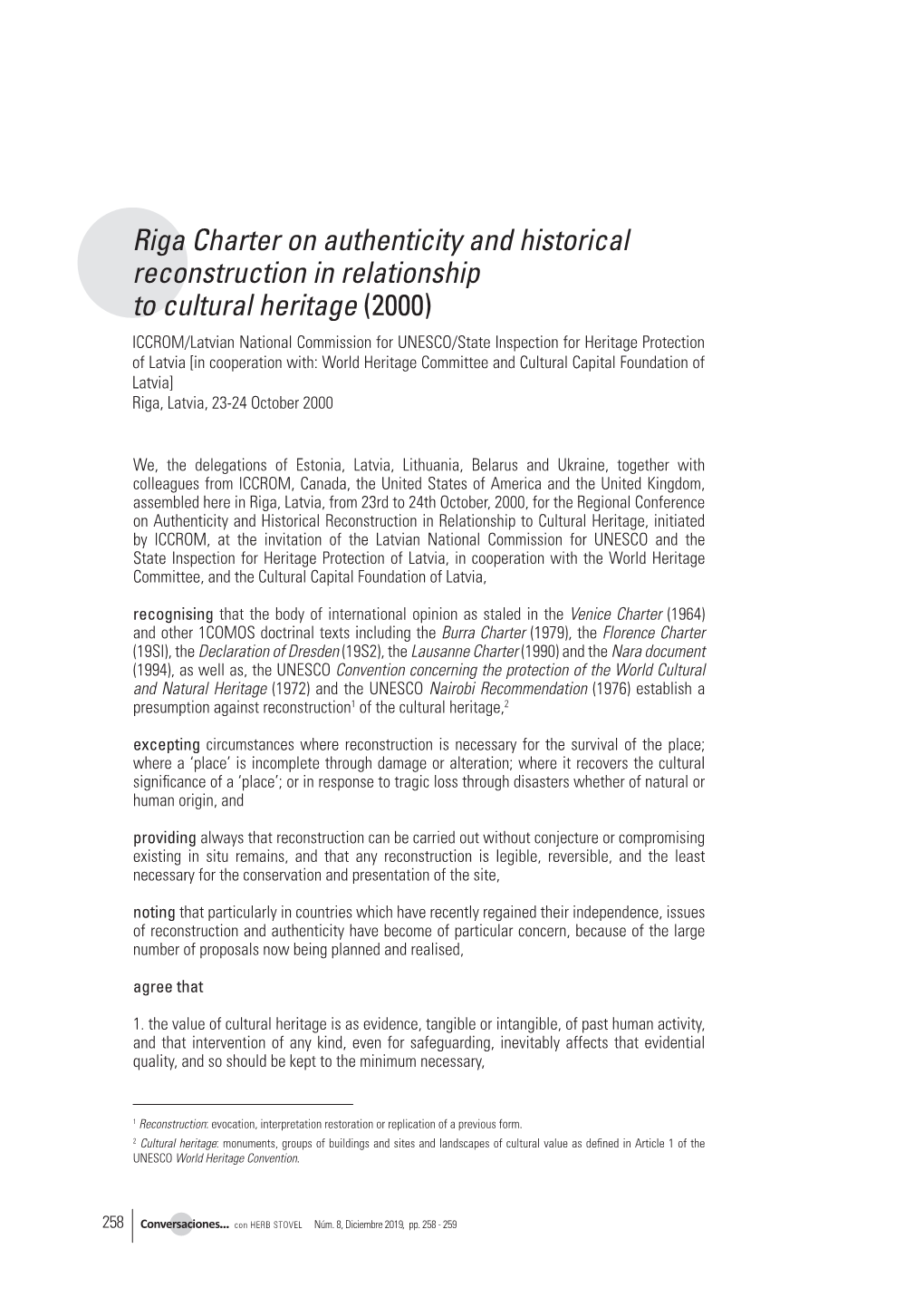Riga Charter on Authenticity and Historical Reconstruction