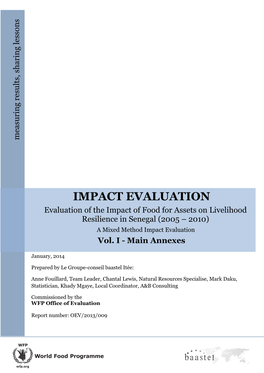 Evaluation of the Impact of Food for Assets on Livelihood Resilience in Senegal (2005 – 2010)