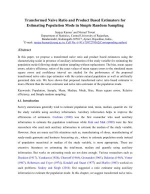 Transformed Naïve Ratio and Product Based Estimators for Estimating Population Mode in Simple Random Sampling