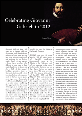 Celebrating Giovanni Gabrieli in 2012