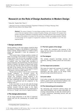 Research on the Role of Design Aesthetics in Modern Designxs