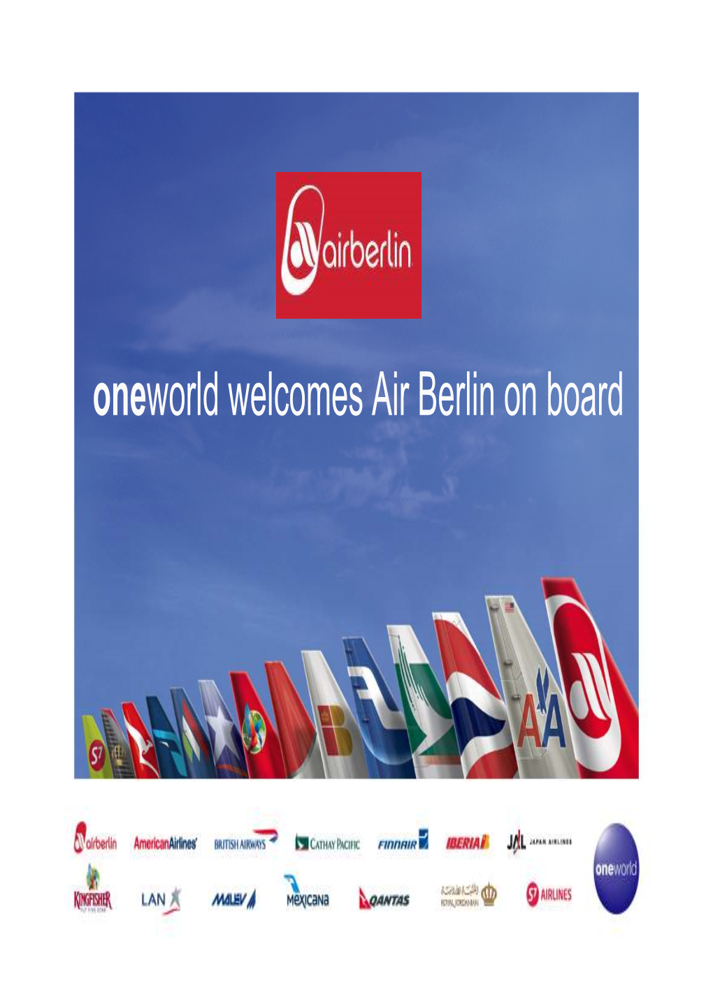 Oneworld Welcomes Air Berlin on Board