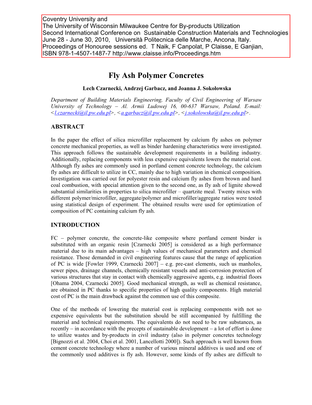 Fly Ash Polymer Concretes