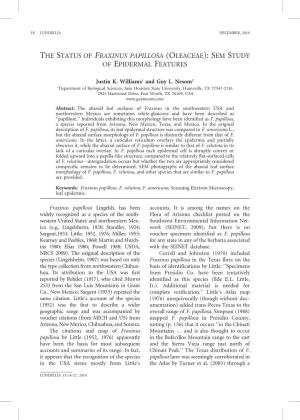 The Status of Fraxinus Papillosa (Oleaceae): Sem Study of Epidermal Features