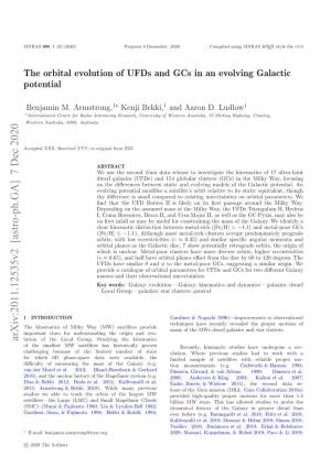 The Orbital Evolution of Ufds and Gcs in an Evolving Galactic Potential