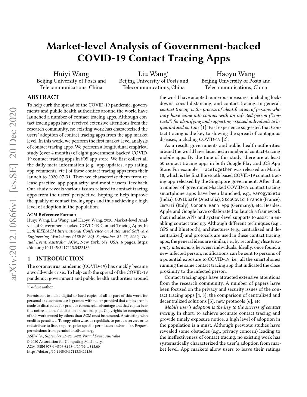 Market-Level Analysis of Government-Backed COVID-19