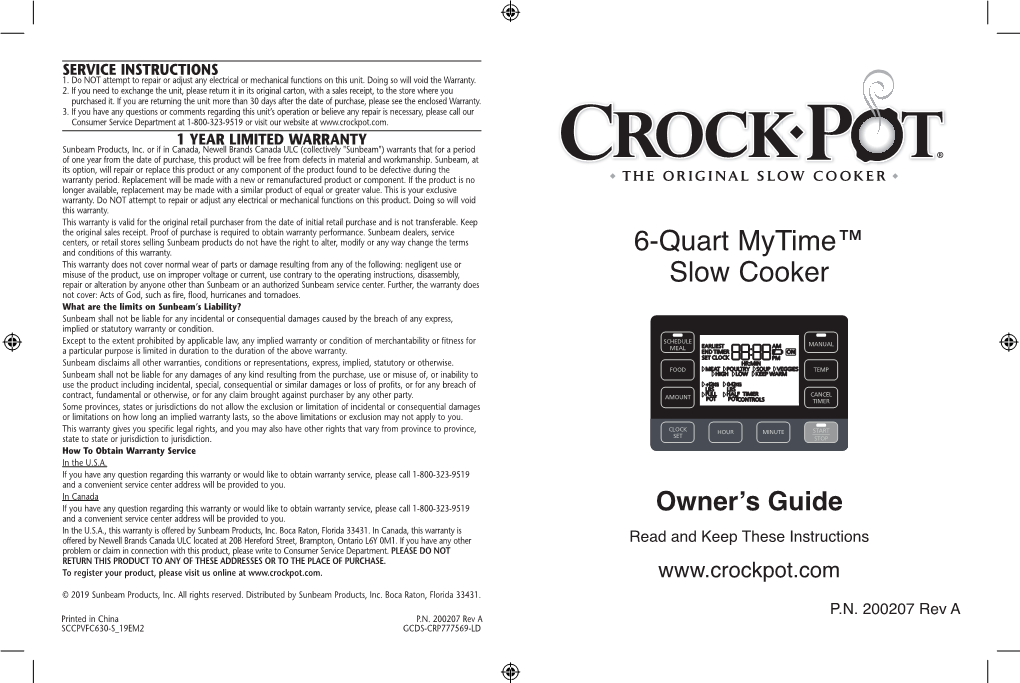 6-Quart Mytime™ Slow Cooker