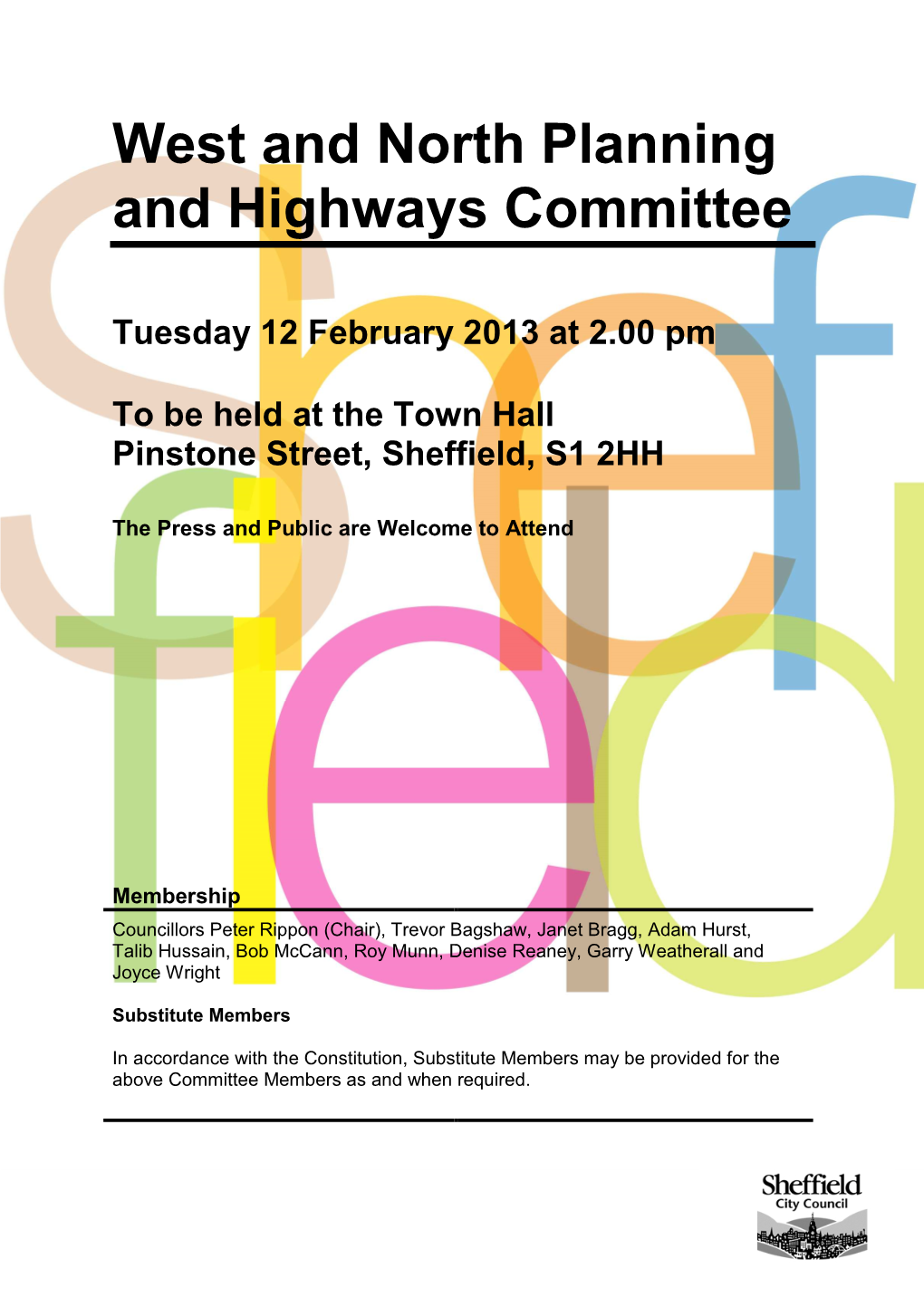 West and North Planning and Highways Committee