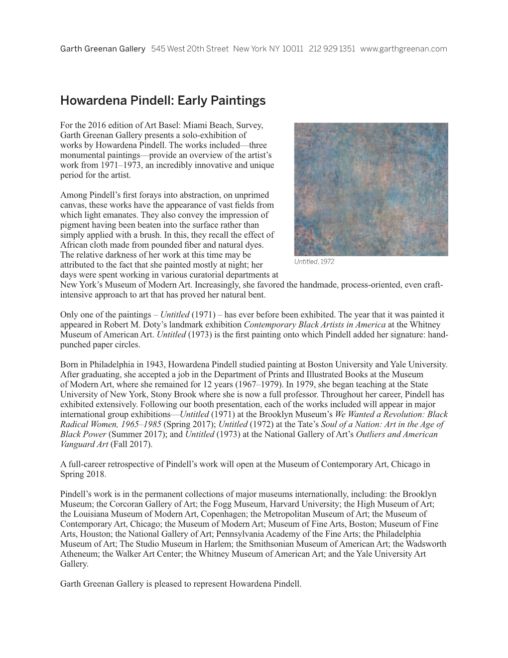 Howardena Pindell: Early Paintings