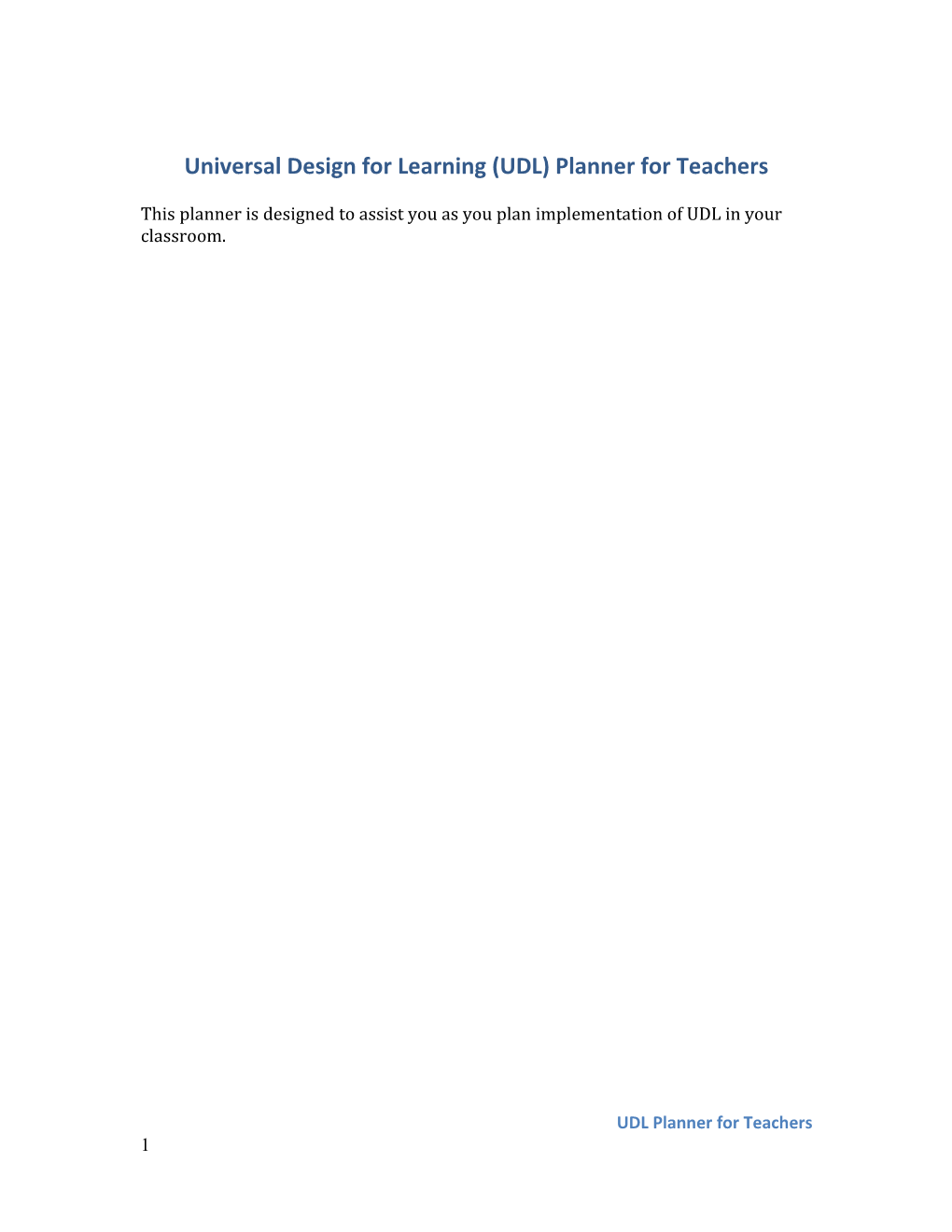 UDL Planner for Teachers