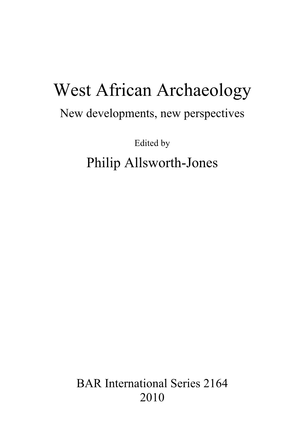 West African Archaeology