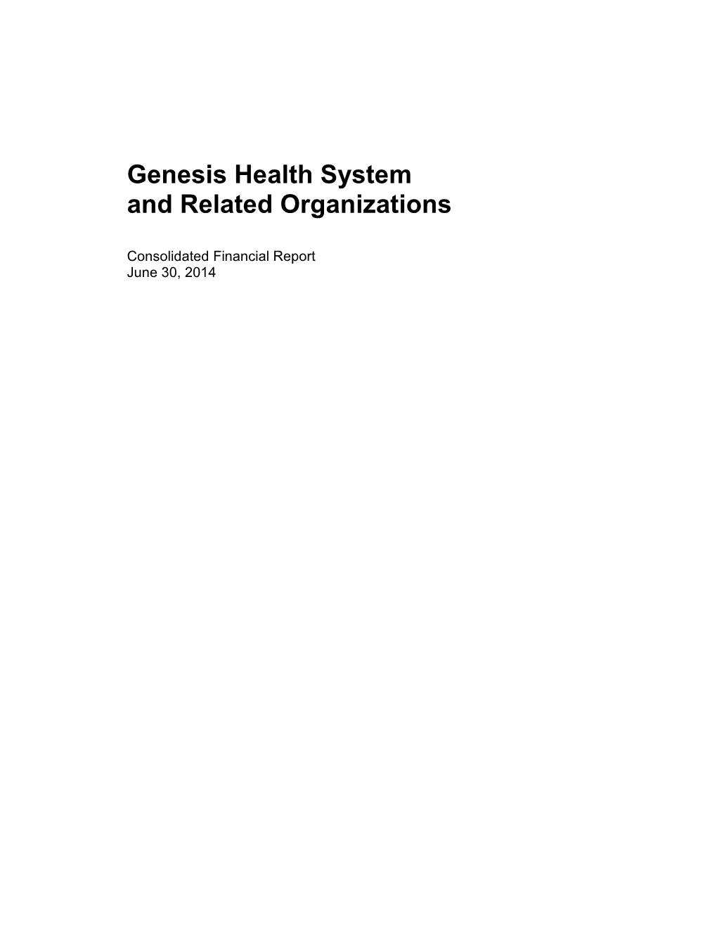 Genesis Health System 2014 Audit Report