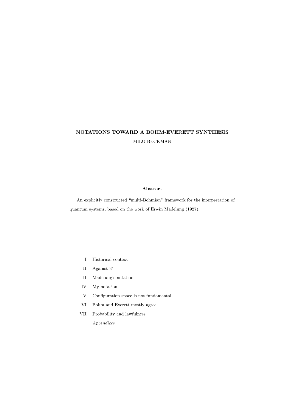 Notations Toward a Bohm-Everett Synthesis