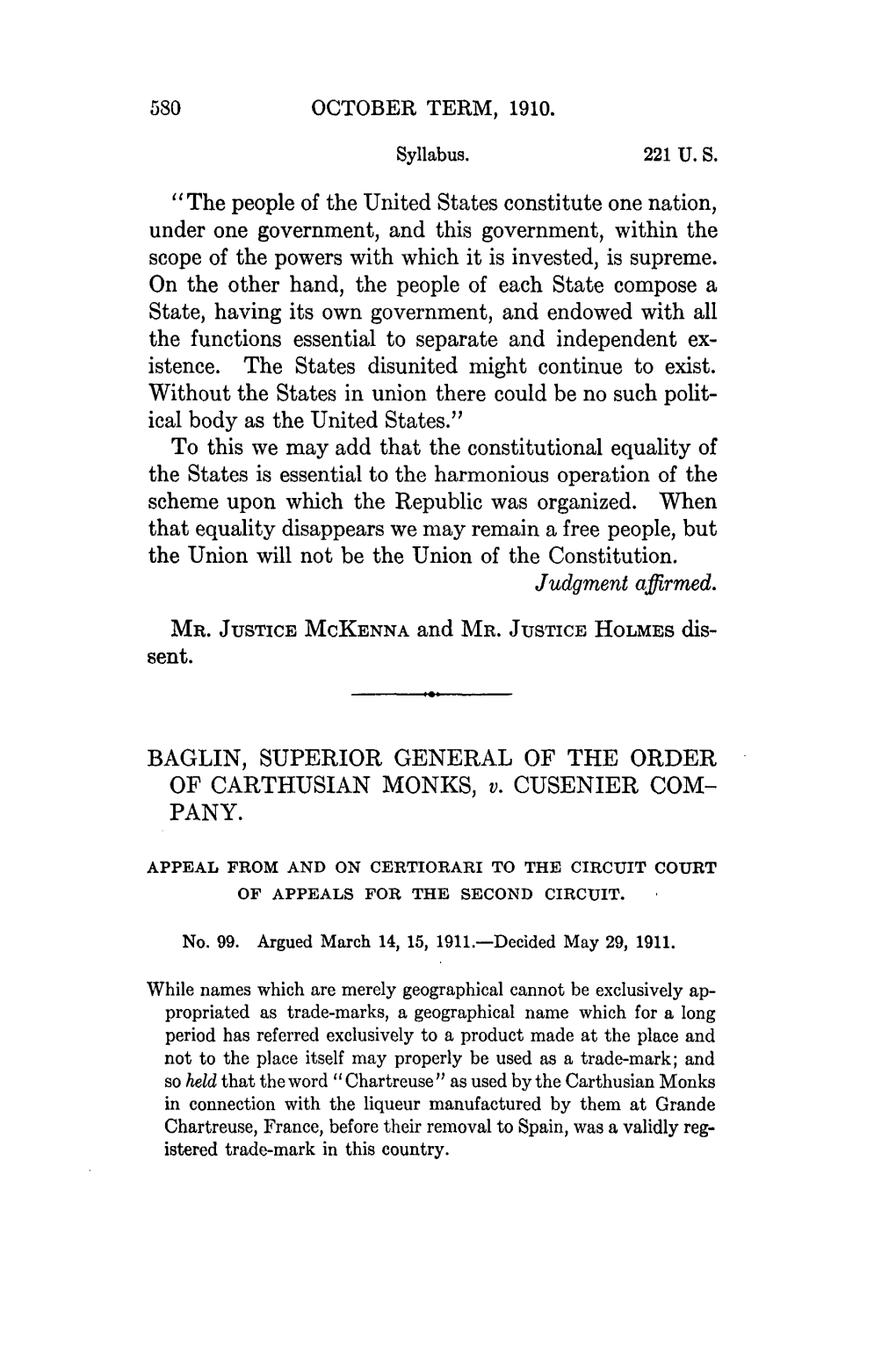 Baglin V. Cusenier Co., 221 US